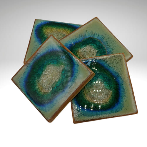 Click to view detail for KB-511 Coaster Set - Aqua $42